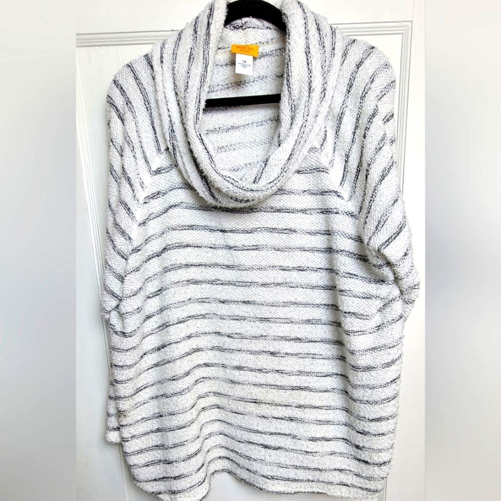 Ruby Road Women 1X Cowl Neck Striped Sweater